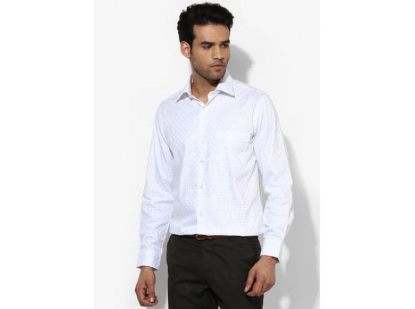 Arrow White Checked Regular Fit Formal Shirt