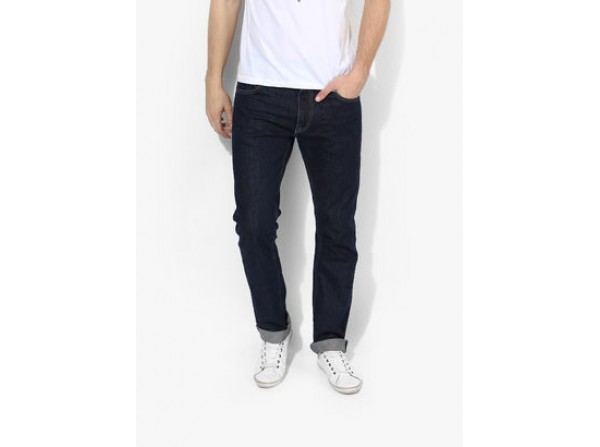 NEW LEE Navy Blue Solid Low Rise Slim Fit Jeans
